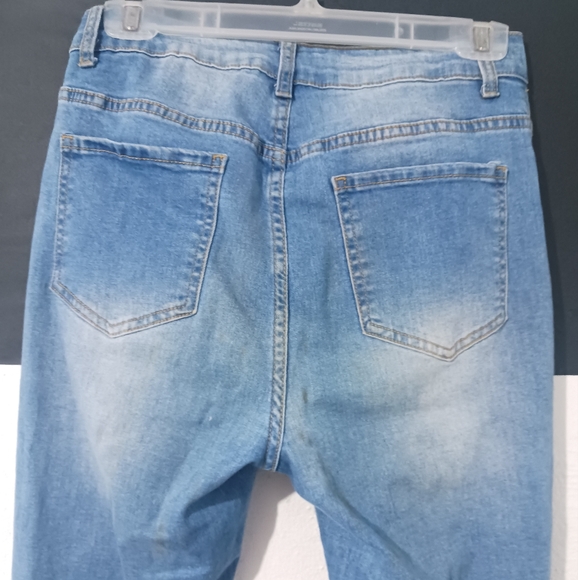 Shein Women light blue destroyed knee Fringe skinny jeans - Picture 8 of 12